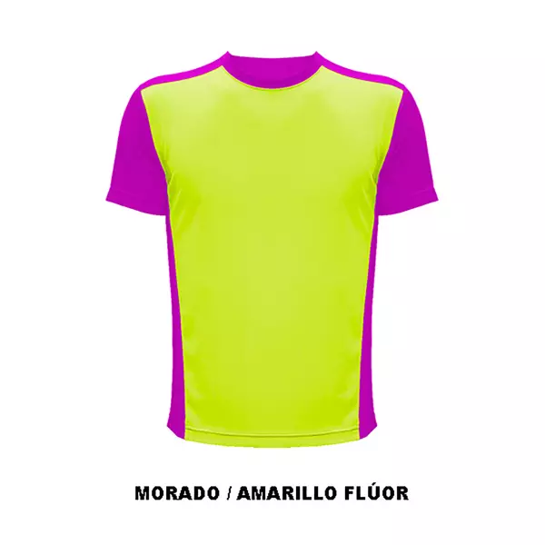 CAMISETA TECNICA ACTIVE UNISEX ADULTO  - MORADO/AMARILLO FLUOR, M