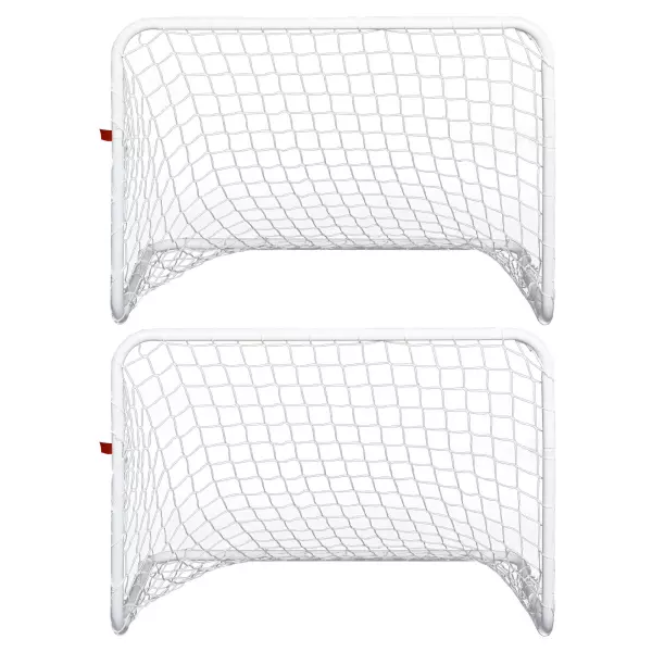 Set de 2 Porterías de Fútbol con Red y Balón para Niños y Adultos Juguete Deportivo para Exterior Jardín 78x46x56 cm Blanco