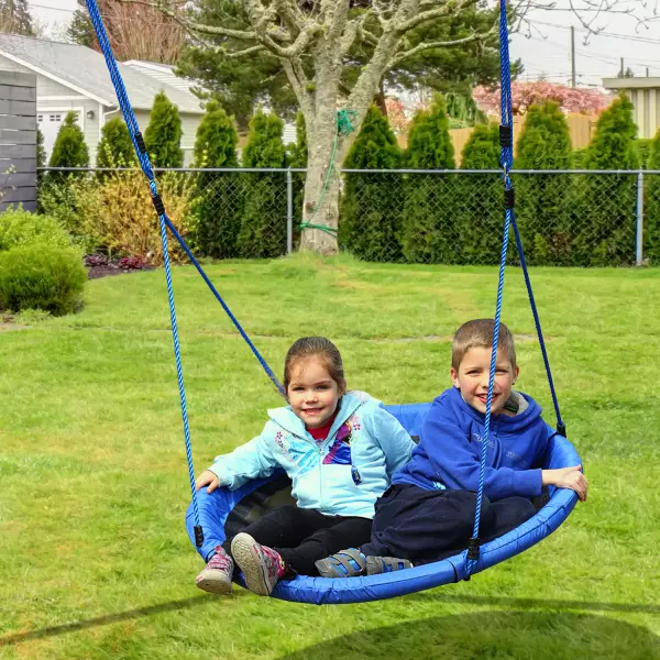 Columpio Nido Infantil Jardín Asiento Cómodo y Desmontable Carga hasta 100kg Gran Tamaño ?100x180cm Azul y Negro
