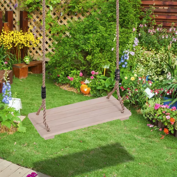 Columpio Infantil de Madera con Cuerda para Jardines Asiento 40x16cm