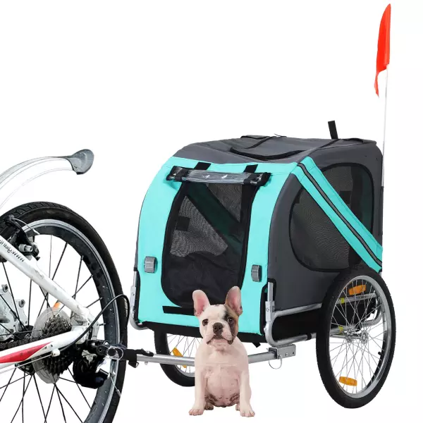Remolque Bicicleta Perros Mascota con Anillo Bandera Reflector de Seguridad Remolque Bici Cabina 78x55x65cm