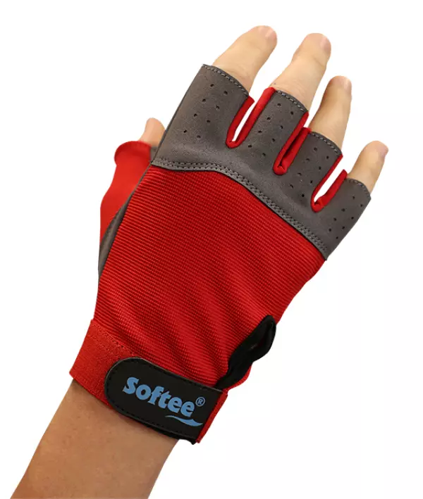 PAR DE GUANTES FITNESS SOFTEE KX4 - ROJO/GRIS, S