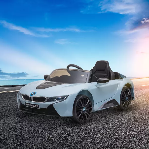 Coche Eléctrico BMW I8 COUPE con Licencia para Niños de +3 Años Batería 6V Control Remoto y Manual 115x72,5x46cm Azul