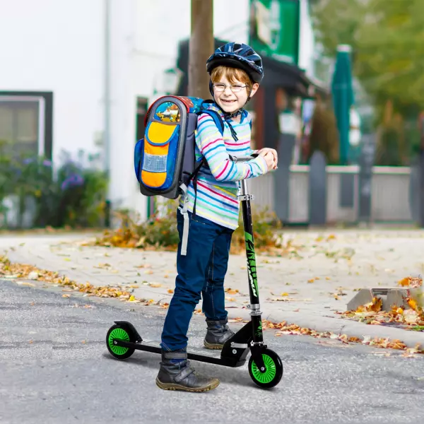 Patinete para Niños Scooter de Evolución Plegable Manillar Ajustable Marco Aluminio Ligero y Estable Carga 50kg Verde - 70x34x70-84cm