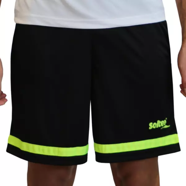 PANTALÓN CORTO SOFTEE PRIMAX NEW NIÑO - 10 AÑOS, NEGRO/AMARILLO FLUOR SIN BOLSILLOS