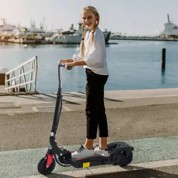 Patinete Scooter Eléctrico Plegable para Niños y Adolescentes Máx. 50 kg con Altura Ajustable Interruptor de Arranque y Frenos 75x36x82-93 cm Negro
