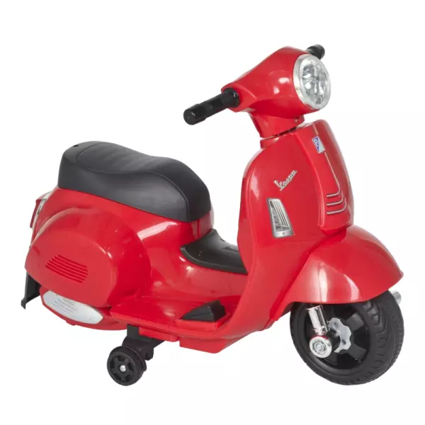 Moto Eléctrica Vespa para Niños de 18-36 Meses con Faro Bocina y 4 Ruedas Motocicleta Infantil con Licencia 66,5x38x52 cm Rojo