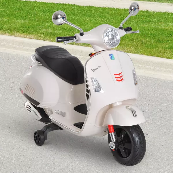 Moto Eléctrica Infantil  VESPA Coche Triciclo para Niños Mayores de 3 Años Carga 25kg Blanco