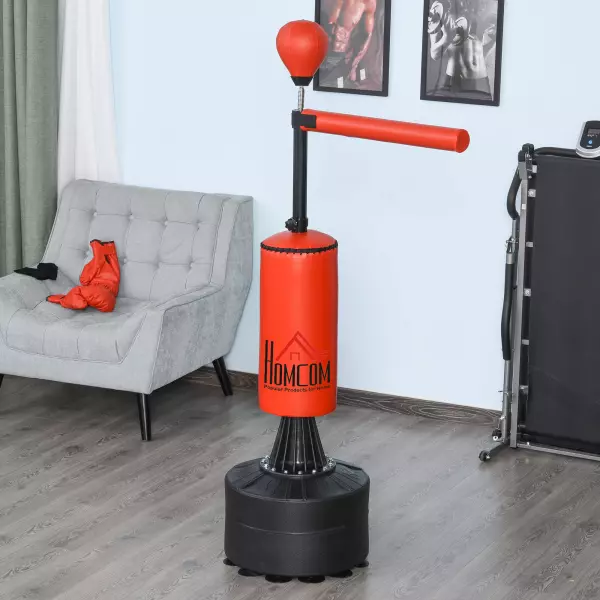 Saco de Boxeo de Pie con Bola y Barra Giratoria de 360° Punching Ball para Adultos y Niños 88x48x155-205 cm Negro y Rojo preguntar stock