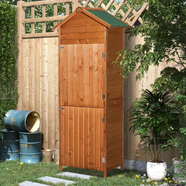 Caseta Herramientas 79x49x190 cm Cobertizo Madera Maciza Gabinete Jardín Terraza