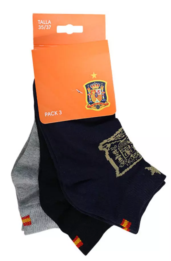 PACK 3 PARES DE CALCETINES TOBILLERO SELECCION ESPAÑOLA - NEGRO, 38-40#