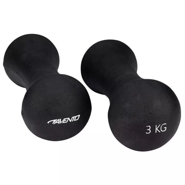 Mancuernas Avento 3 kg (Pareja) - Pesas de Mano de Acero con Recubrimiento de PU Antideslizante - Set de 2 Unidades - Negro