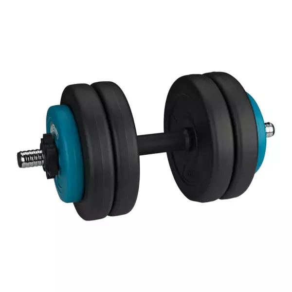 Mancuerna Ajustable Avento 15 kg - Set de Pesas con Barra de Acero Cromado y 6 Discos - Entrenamiento de Fuerza en Casa