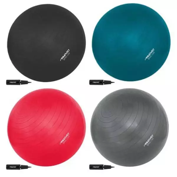 Pelota de Gimnasia Avento 65 cm - Fitball Antiestática con Bomba de Inflado - Ideal para Yoga, Pilates y Oficina
