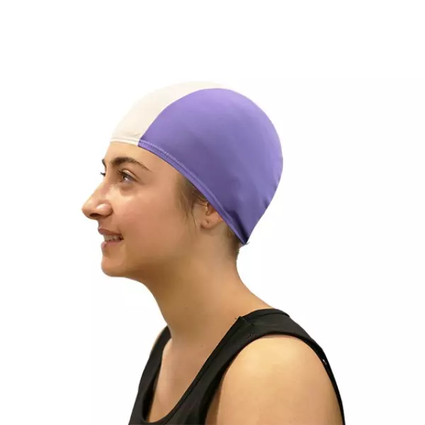GORRO NATACION POLIESTER SOFTEE SENIOR - CELESTE/BLANCO, SENIOR