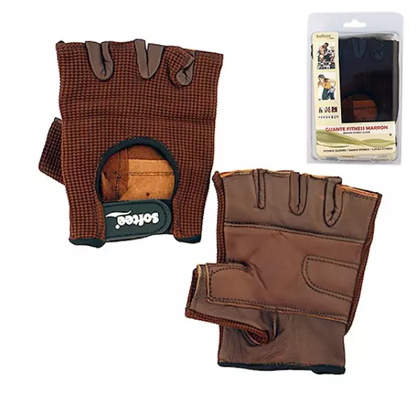 PAR DE GUANTES FITNESS - L, MARRON