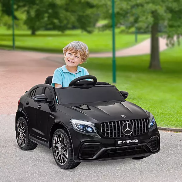 Coche Eléctrico para Niño 3-8 Años con Mando a Distancia Con Música y Luces Doble Apertura de Puerta Batería 12V Carga 30kg 115x70x55cm Negro