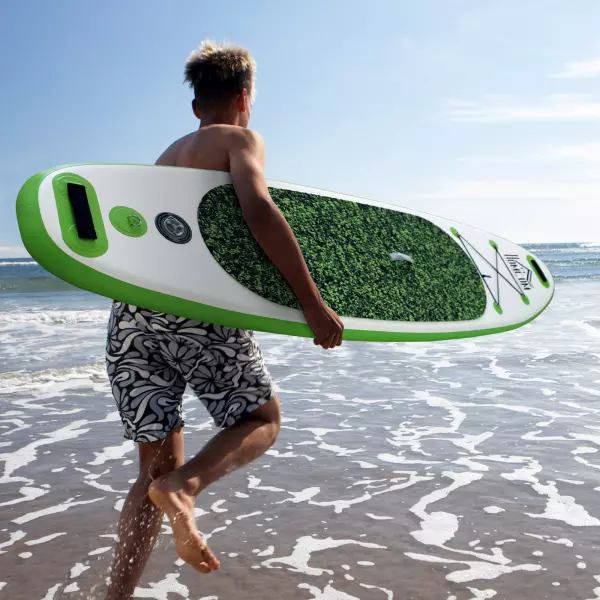 Tabla de Paddle Surf Hinchable con Remo Ajustable y Bomba 302x76x10cm con 3 Aletas Kit de Reparación y Bolsa de Transporte Hasta 100Kg