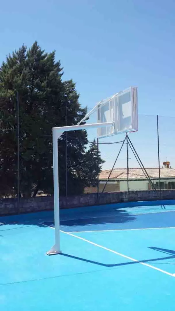 JUEGO CANASTAS BALONCESTO MONOTUBO NEW TUBO 114 MM FIJAS -SIN TABLERO, ARO- CON BASE DE ANCLAJE