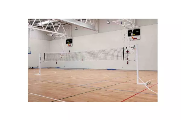Juego postes voleibol metálicos portátiles en forma L 90 MM DIAMETRO ACERO