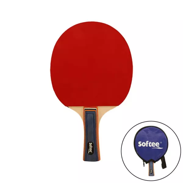 RAQUETA TENIS DE MESA SOFTEE 'P100'  NARANJA/NEGRO TRES ESTRELLAS