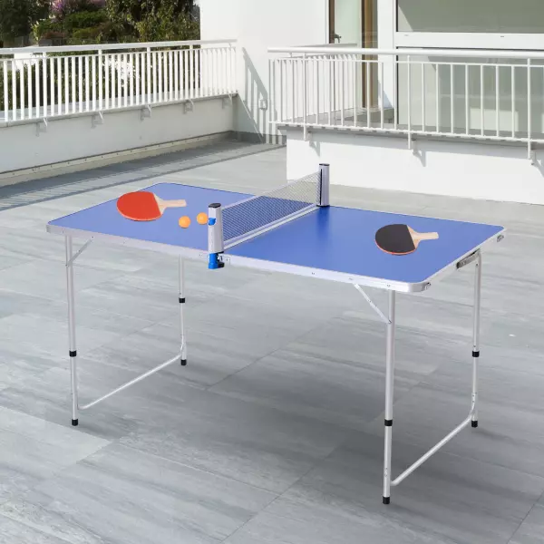 Mesa de Ping-Pong Plegable Altura Ajustable de 3 Niveles con Palas y Pelotas 160x8 PREGUNTAR STOCK0x54/62/70cm Carga Máxima 30kg PREGUNTAR STOCK