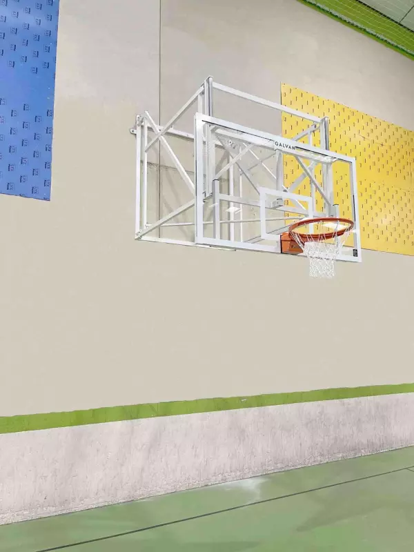 Sistema regulación altura tablero baloncesto a minibasket