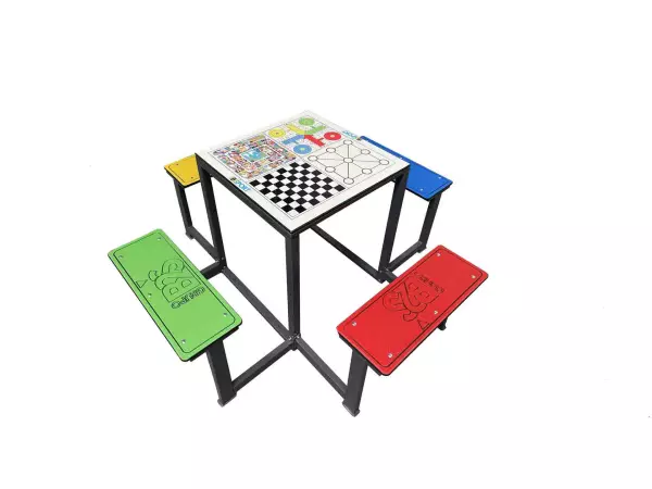 Mesa multijuegos antivandalica PARCHIS/DAMAS/OCA/TRES EN RAYA