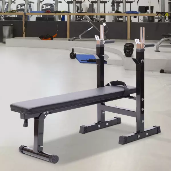 Banco de Pesas Plegable Máquina de Musculación Multifunción Negro Cuero y Acero 123.6x56x90-111cm