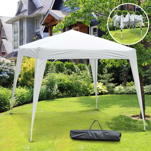Carpa Cenador Plegable 3x3 m para Exterior para Jardín Camping Fiesta Tienda Eventos - Acero y Oxford - Blanco