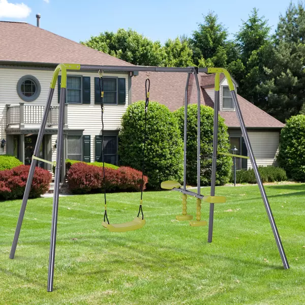 Set de Columpio Infantil al Aire Libre con Columpio y Balancín Doble Plaza Juguetes Exterior Adecuado Para Niños Mayores de 3 Años 160/245x138x180cm