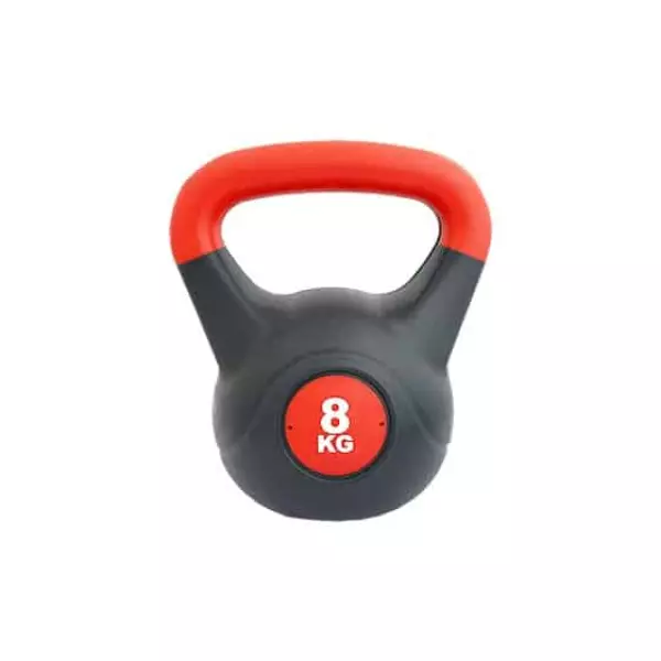 KETTLEBELL PVC - ROJO/NEGRO, 8 KG PESA RUSA
