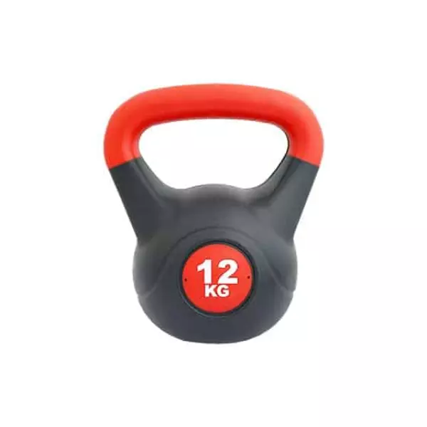 KETTLEBELL PVC - ROJO/NEGRO, 12 KG PESA RUSA