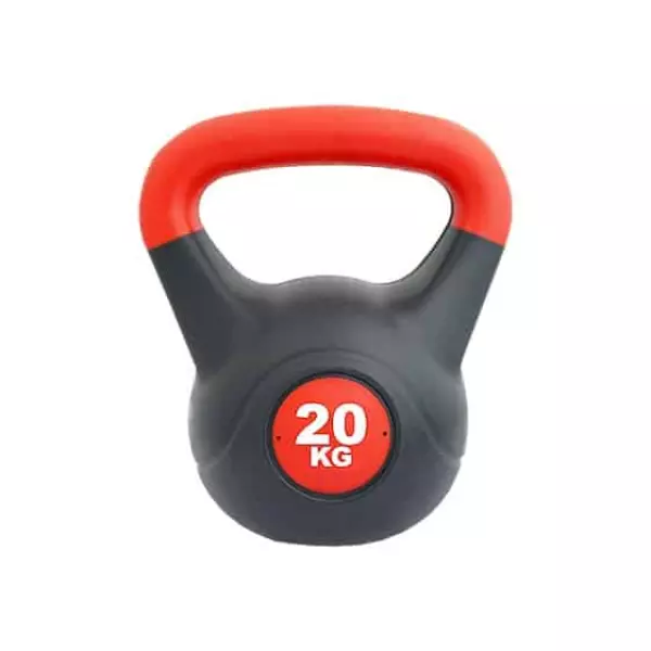 KETTLEBELL PVC - ROJO/NEGRO, 20 KG pesa rusa