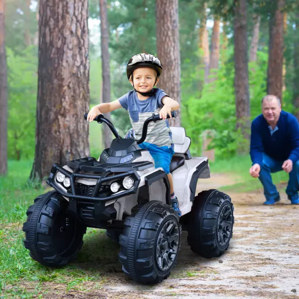 Quad Eléctrico Niño Coche Eléctrico Batería 12V con MP3 Radio Luces Sonidos 103x68x73cm Carga 30kg