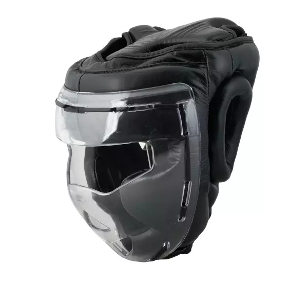 CASCO NEGRO CON PANTALLA JUSPORTS BOXEO KARATE