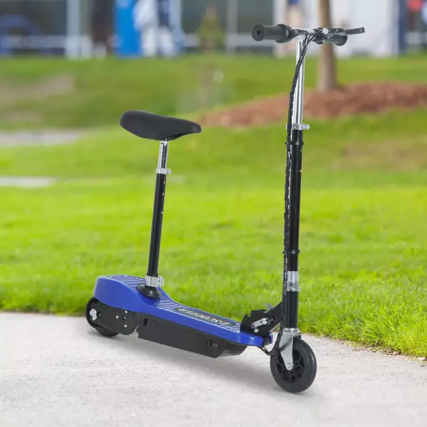 Patinete Eléctrico Scooter Plegable con Manillar y Asiento Ajustable - Color Azul - 78x40x96cm