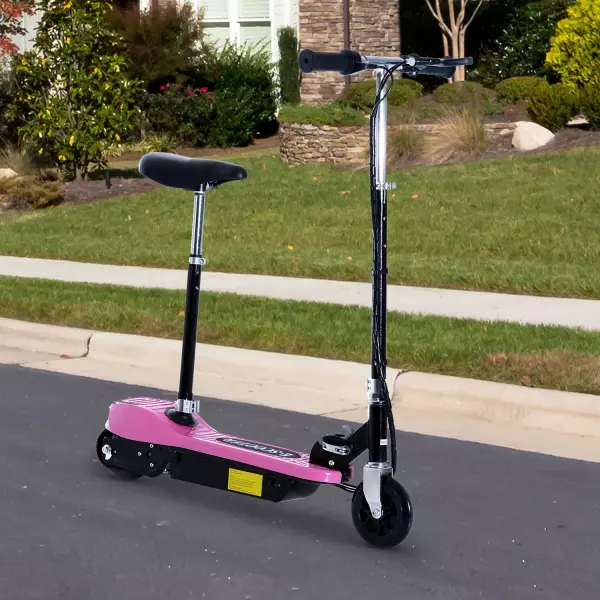 Patinete Eléctrico Scooter Plegable con Manillar y Asiento Ajustable - Color Rosa - 78x40x96cm