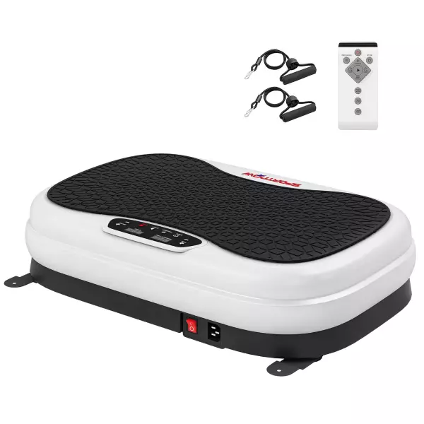 Plataforma Vibratoria con 50 Velocidades 3 Programas Pantalla LED Mando a Distancia Bandas Elásticas Ejercicio en Casa
