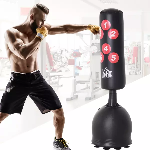 Saco de Boxeo de Pie 165cm Sacos de Suelo con Soporte para Rellenar Agua o Arena - apto para Adultos y Niños