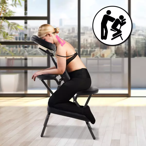 Silla de Masaje Plegable Portátil para Fisioterapia Rehabilitación Tatuaje Sillón de Tratamiento Ajustable con Bolsa de Transporte Acero Carga 150kg