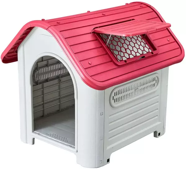 Caseta de Perro Dakota Resina 87 x 72 x 75 cm Beige/Rojo