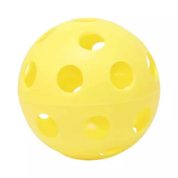 PELOTA HOCKEY/FLOORBALL CON AGUJEROS 100 MM - BLANCO/AMARILLO, 100MM LOTE 5 UNIDADES