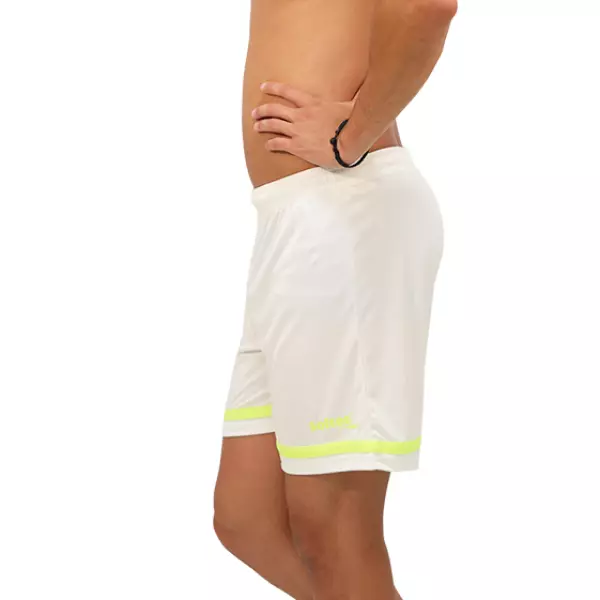 PANTALÓN CORTO SOFTEE PRIMAX NEW NIÑO - 6 AÑOS, BLANCO/AMARILLO FLUOR SIN BOLSILLOS