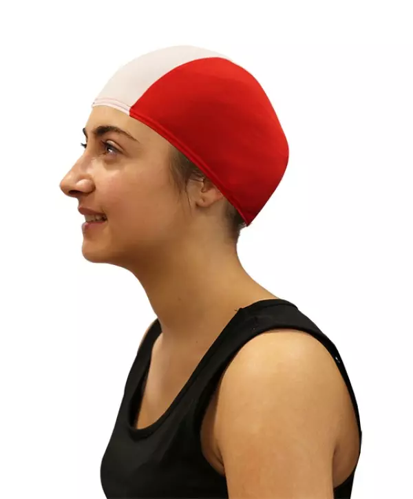 GORRO NATACION POLIESTER SOFTEE JUNIOR - ROJO/BLANCO, JUNIOR