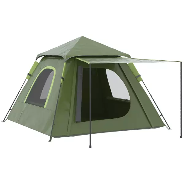 Tienda de Camping Pop-up para 2-3 Personas Impermeable 2000 mm con Bolsa de Trasporte 210x210x150 cm Verde/PLATA