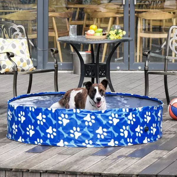 Piscina Plegable para Perros Diámetro Ø140 cm Bañera de Mascotas Portátil de PVC con Fondo Antideslizante para Interiores y Exteriores Azul