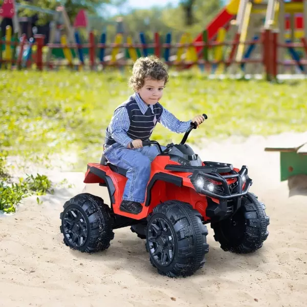 Quad Eléctrico Infantil Coche Eléctrico para +3 Años Cuatrimoto Batería 12V con Luces y Sonido 103x68x73cm Rojo