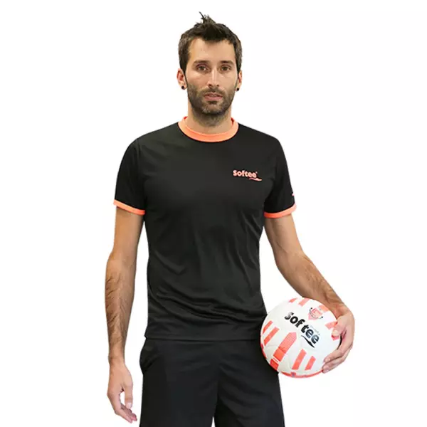 CAMISETA SOFTEE GALAXY NIÑO - NEGRO/CORAL FLUOR, 14 AÑOS