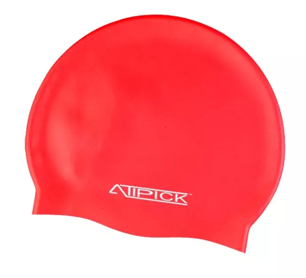 Gorro natacion silicona en bolsa. rojo